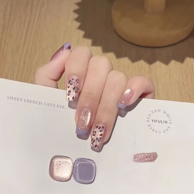 温柔粉紫色甜心少女手工穿戴甲