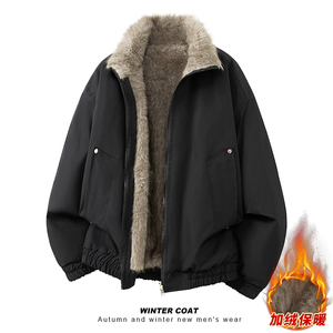 现货A093-H8160-特P108两面穿座山雕加厚加绒棉衣外套曜石黑，男装棉衣，电商A093