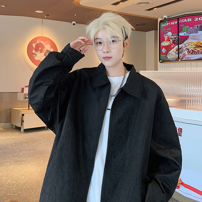 2025春装新款高品质机车PU皮夹克外套A093-JK218-特P85黑色，男装夹克，电商A093