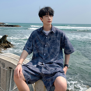 A093-TZ519-P58控78短袖衬衫套装黑色,男装T恤,电商A093