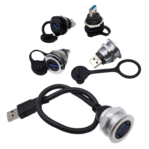 M22*1.5金属圆形RJ45网口USB母座