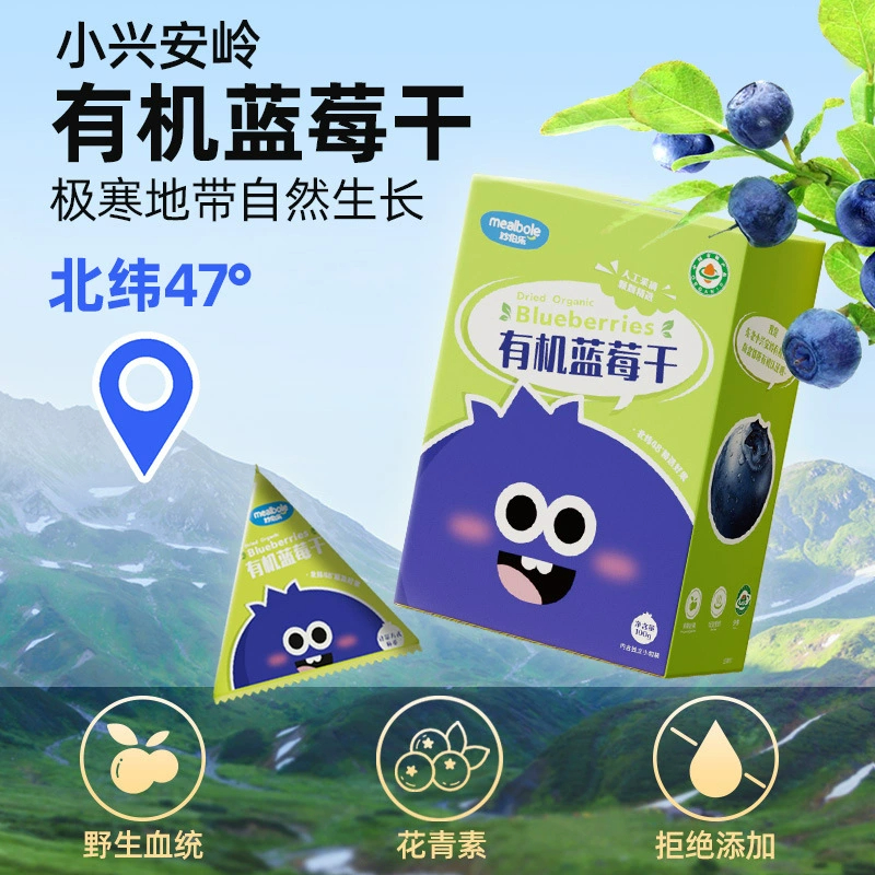 妙伯乐儿童有机蓝莓干即食果干纯正无添加糖0油野生基因独立包装