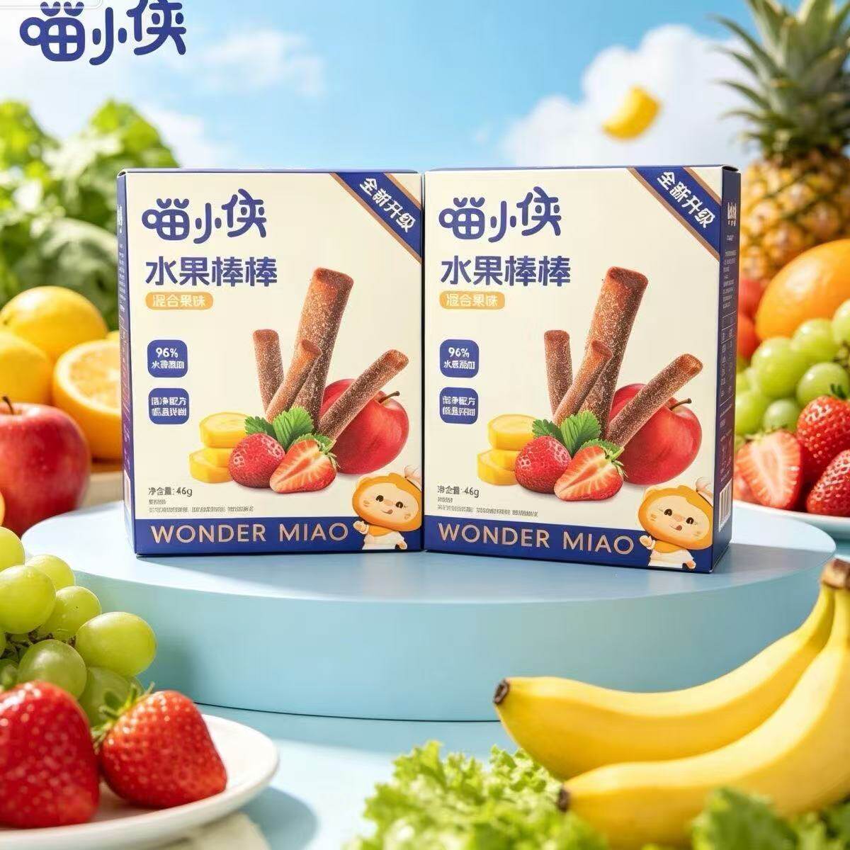 喵小侠水果棒棒混合果味果肉条水果条儿童独立包装休闲小零食
