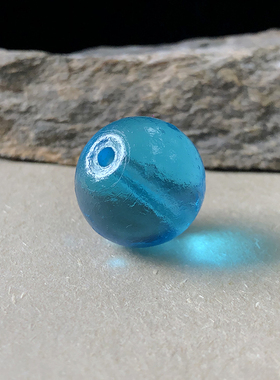 清代官造宫廷御用古法老琉璃珠子湖蓝色19+mm多宝手串文玩搭配