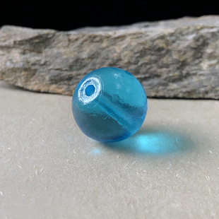 清代官造宫廷御用古法老琉璃珠子湖蓝色19+mm多宝手串文玩搭配