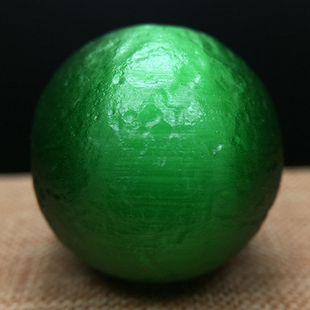 清代官造宫廷御用古法猫眼老琉璃珠子阳绿色24mm朝珠手串多宝散珠