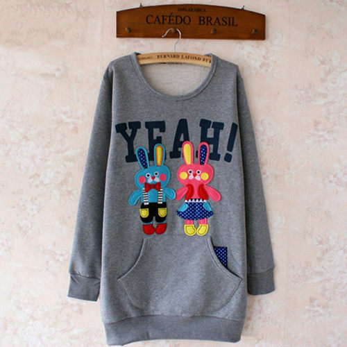 圆领加绒百搭中长款chic风卫衣