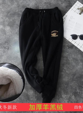 2024冬款羊羔绒休闲裤大码加绒加厚运动裤宽松小脚裤棉裤哈伦卫裤