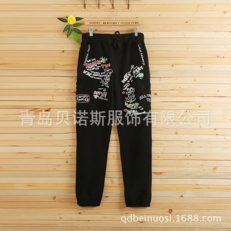 运动裤rough加绒加厚休闲卫裤