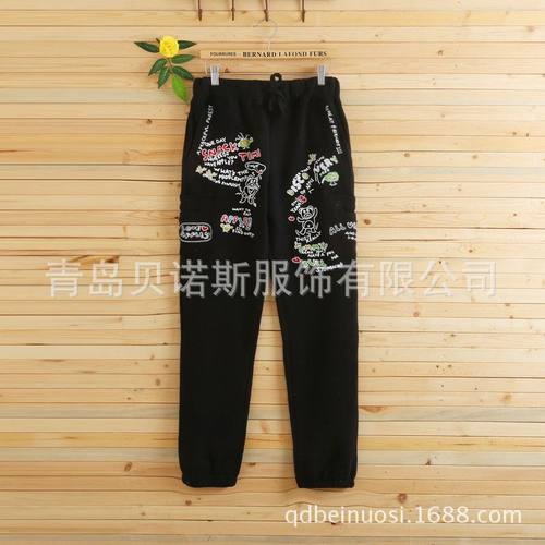 运动裤rough加绒加厚休闲卫裤