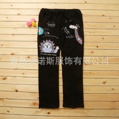 秋冬季运动裤女加绒鹿绣花哈伦裤