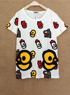 纯棉短袖t恤女夏季宽松韩国东大门2024rough鸭 白色ins打底上衣潮