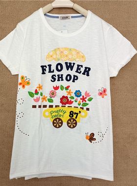 短袖T恤2024年rough新款女设计感小众夏季薄款纯棉学生白色绣花车