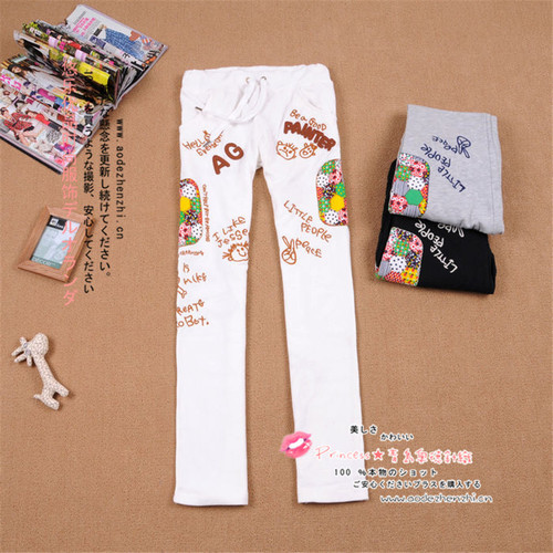 女士rough簿款纯棉灰色运动裤