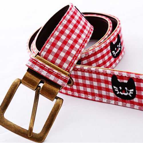 绣花腰带女女绣花针扣皮带休闲猫