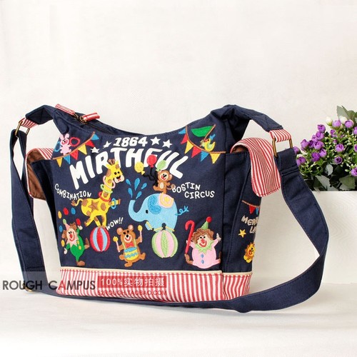 单肩包绣花包帆布包青年卡通女包