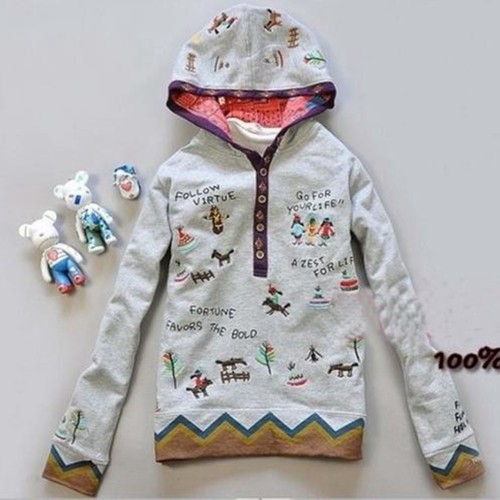 套头卫衣连帽绣花外套女纯棉甜美