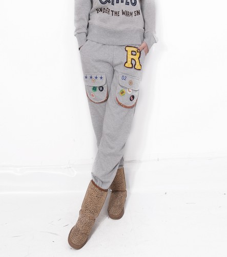 女士秋冬季韩版rough纯棉运动裤