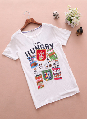 白色t恤女短袖 2024新款夏季休闲韩版rough简约学生字母绣花薄款