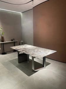 大象白奢奢餐桌小户型轻奢艺术桌子