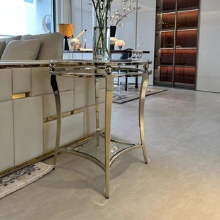 美克cara边几角桌美式轻奢玻璃镂空沙发角几客厅简约圆形茶几cole