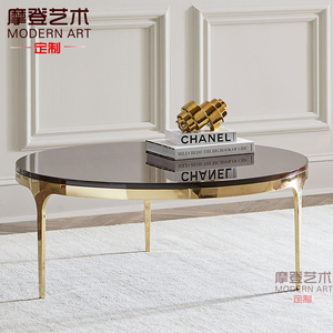 北欧后现代简约大理石边几圆形沙发钢化玻璃角几轻奢小茶几网红