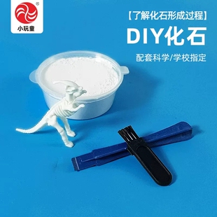 幼儿园儿童趣味科学实验恐龙化石考古挖掘自制玩教具科技小制作