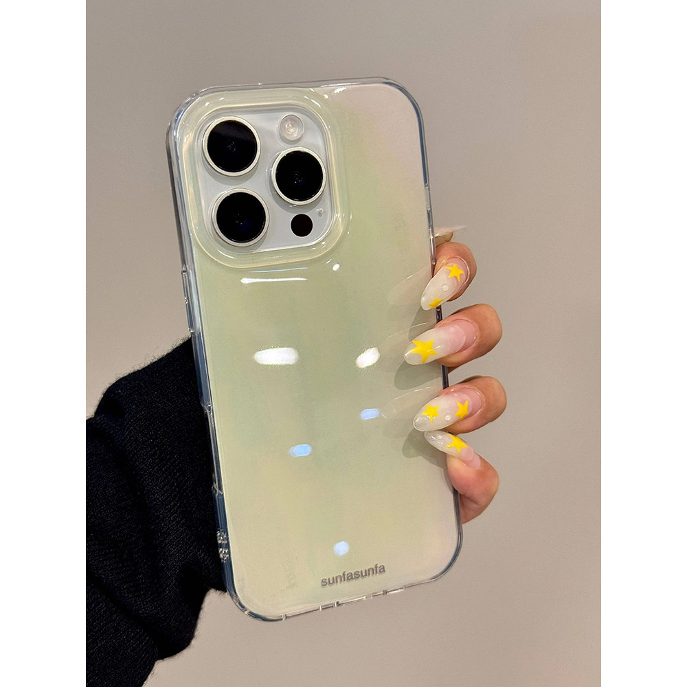 极简ins晕染牛油果绿纯色适用苹果16promax手机壳15iphone14保护套13双层IMD高级感小众防摔新款个性创意简约