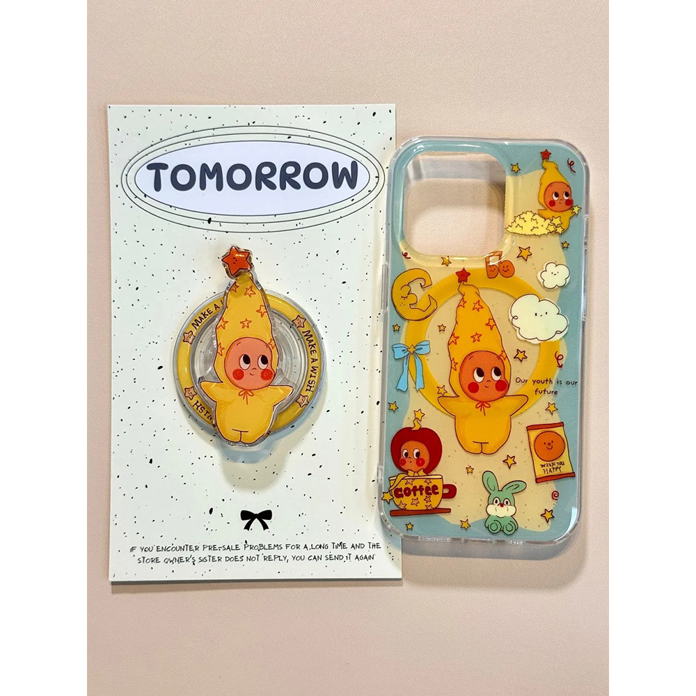 可爱星星小人插画磁吸支架适用苹果17promax手机壳15iphone16pro保护套13/14双层IMD高级感小众防摔新款个性