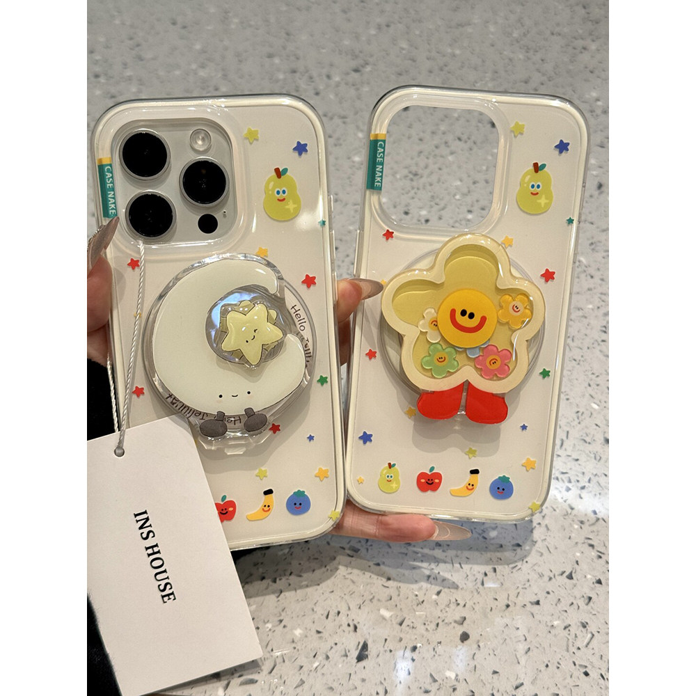 创意雪梨满屏星星月亮磁吸支架适用苹果16promax手机壳15iphone14保护套13双层imd二合一小众防摔新款个性ins