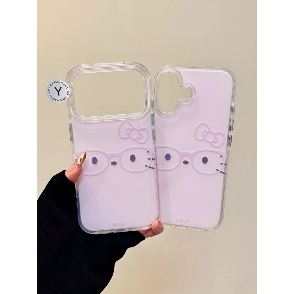 磨砂卡通可爱简约纯色kt猫适用苹果17promax手机壳15iphone16pro保护套13/14双层IMD带手链高级感气囊防摔ins