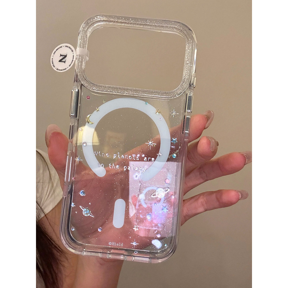 韩系围边炫彩星球360支架磁吸适用苹果17promax手机壳15iphone16pro保护套13/14双层IMD气囊防摔新款个性高级