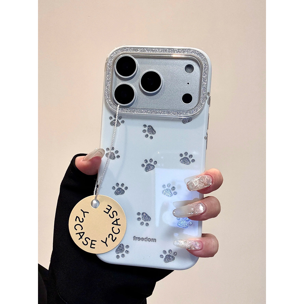 雪中的小足迹小狗狗爪印记适用苹果17promax手机壳15iphone16pro保护套13/14双层IMD高级感日韩ins风小众防摔