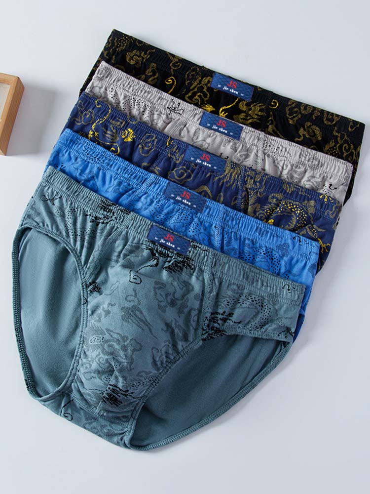 2-4 pairs of cotton briefs for men 100% pure cotton sweat-absorbing large-size pattern for men young shorts and underwear