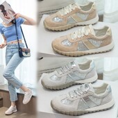 女鞋 41到43夏季 新款 超火大码 2024网面透气脚宽胖休闲运动小白鞋