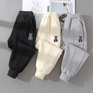 女童裤子春秋2023宽松洋气时髦秋冬儿童卫裤加绒小女孩休闲运动裤