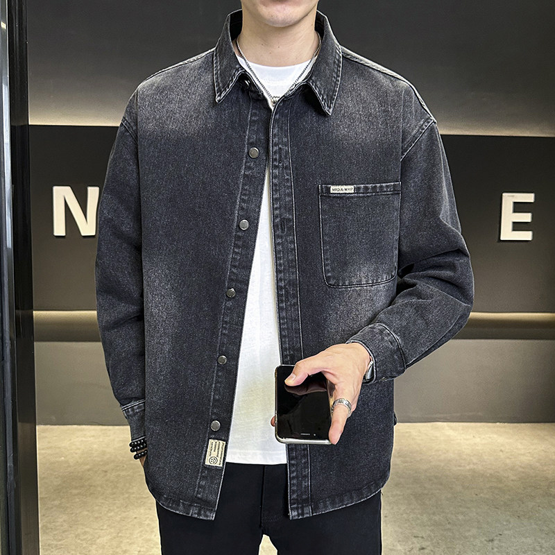 店主风秋季衬衫款水洗牛仔外套男夹克潮青年百搭学生上衣329-P90,男装衬衫,电商A318