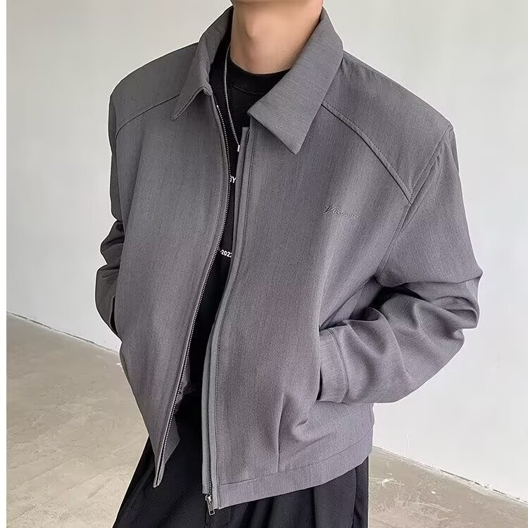 网图老钱风垫肩短款翻领西装外套男秋季潮流行政夹克96001-P55，男装夹克，电商A318
