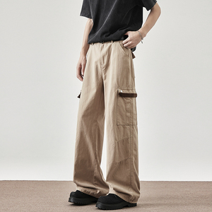 美式复古工装裤男春夏季新款潮牌设计感宽松直筒休闲裤子810-P65,男装工装外套,电商A318