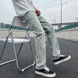 牛仔裤男生设计感裤子弹力水泥黄oversize潮高街直筒裤7149-P50，男装牛仔裤，电商A318