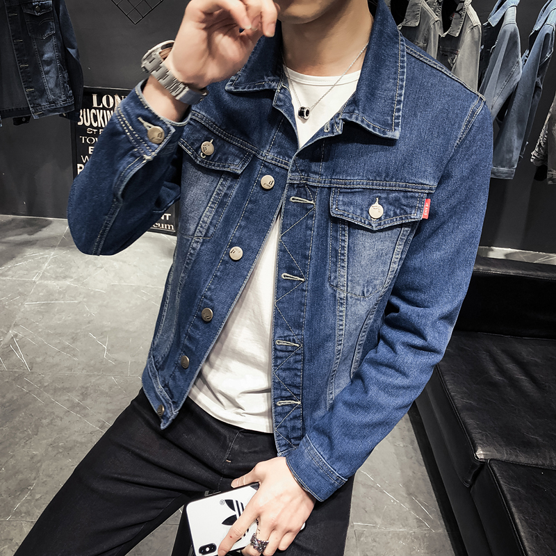男士春秋季外套新款日系复古牛仔夹克潮青年上衣百搭衣服8118-P75，男装夹克，电商A318
