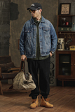秋季百搭牛仔外套男美式潮牌宽松大码春秋工装夹克牛仔衣306-P95，男装工装外套，电商A318