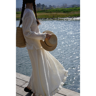 雏菊BellisPerennis2025SS 半身裙 肌理感奶霜白羊毛棉木耳边小衫