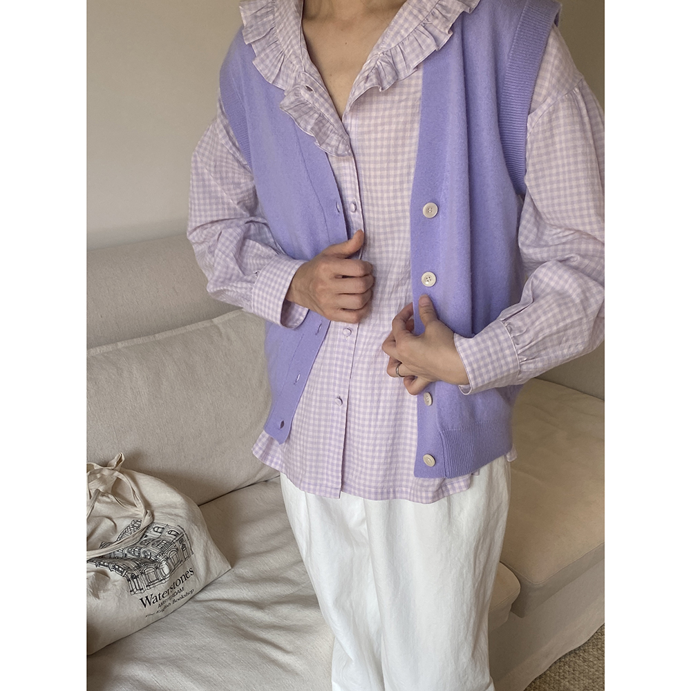 雏菊BellisPerennis2025AW 蔷薇紫10羊绒90羊毛毛衣叠穿马甲