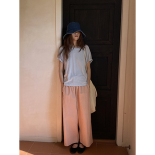 雏菊BellisPerennis2025SS 木耳边T恤 冰凉感水蓝色汉麻棉插肩袖