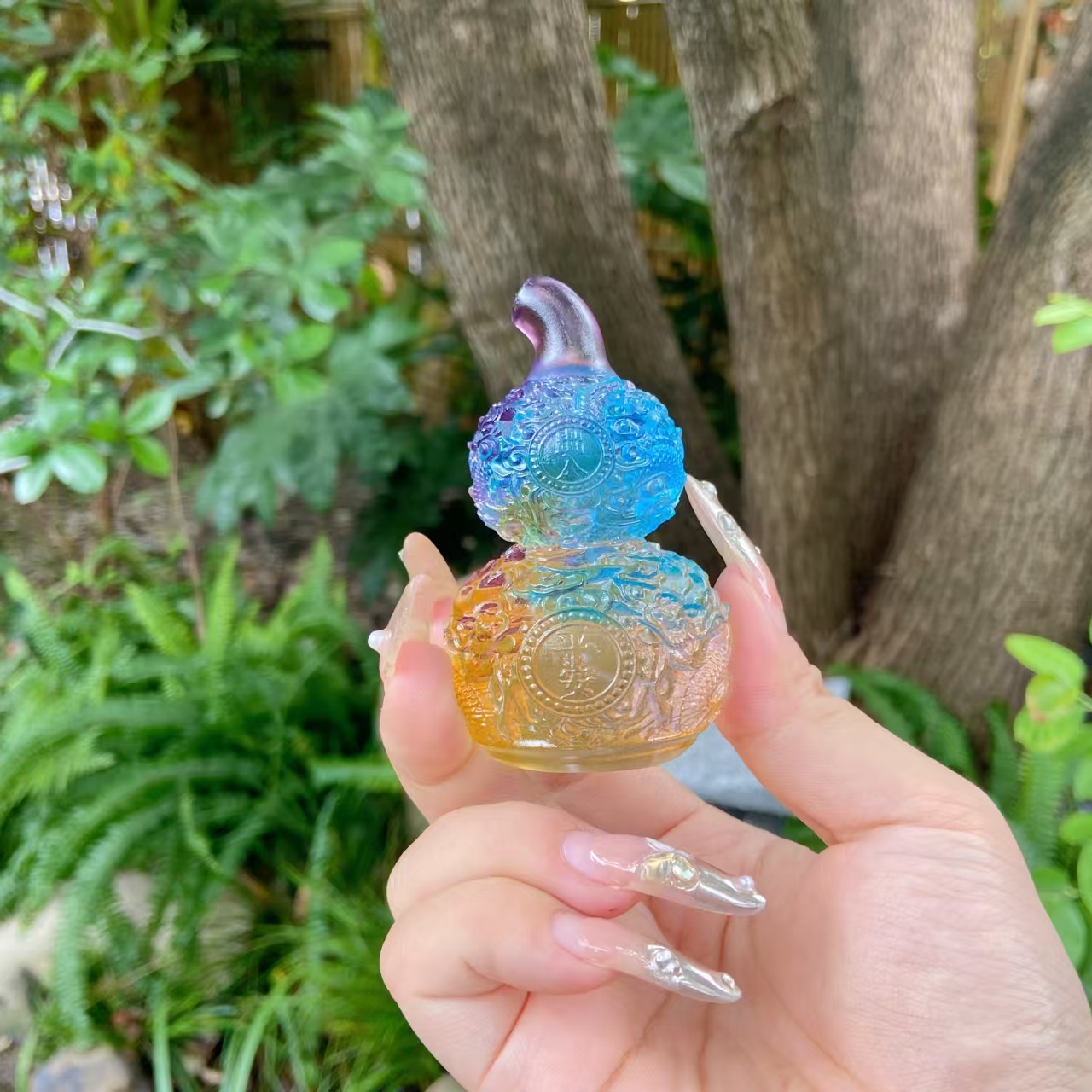 【幻彩福芦】琉小璃透光幻彩如意葫芦摆件 精致桌面摆件 7177