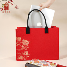 故宫文具复古中国风毛毡布手提包文创国潮风女生小号手提袋通勤单肩包ipad时尚包包大号电脑包