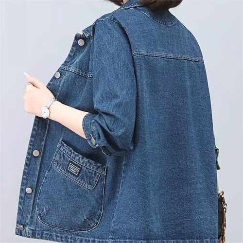 胖mm宽松牛仔外套女春秋休闲