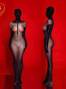 【束】包手拉链全包紧丝袜油亮连体全身丝袜木乃伊薄款性感连身袜