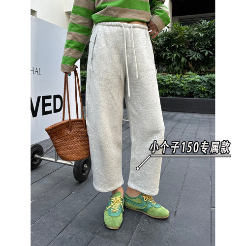 小个子七分灰色哈伦卫裤女秋冬季新款高腰显瘦宽松休闲萝卜裤xs码
